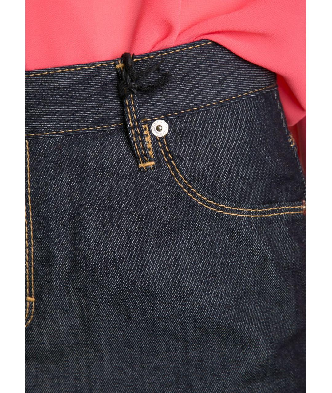 DSQUARED2 Темно-синяя хлопко-эластановая юбка мини, фото 5