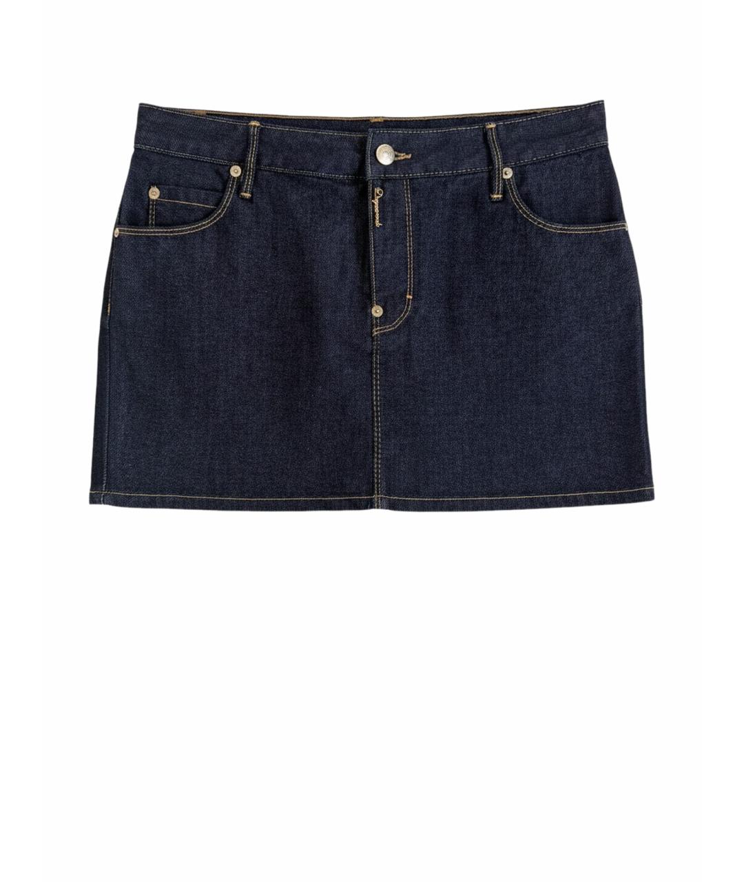 DSQUARED2 Темно-синяя хлопко-эластановая юбка мини, фото 1
