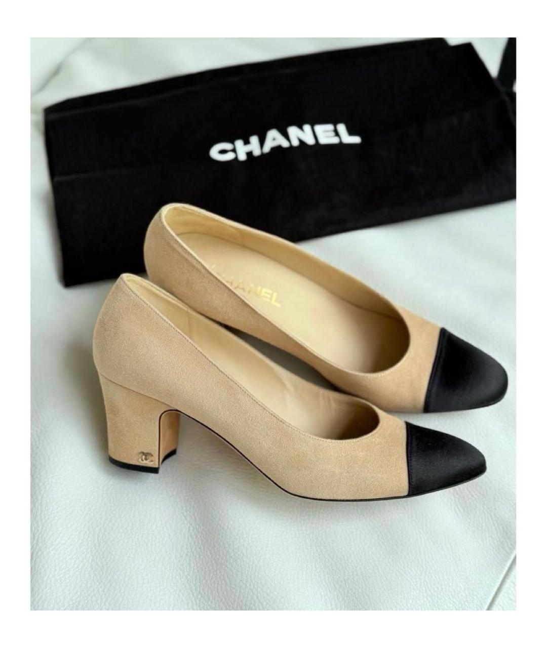 CHANEL Бежевые замшевые туфли, фото 6