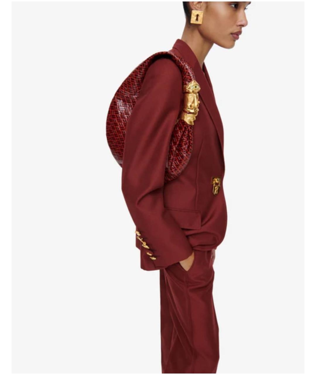 SCHIAPARELLI Бордовая кожаная сумка через плечо, фото 2