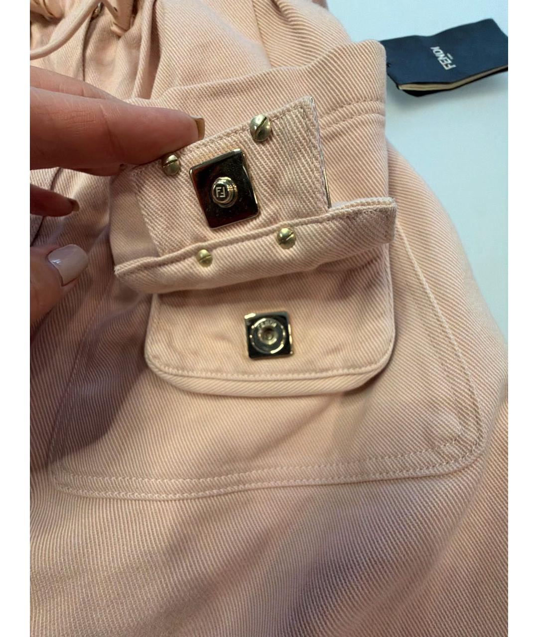 FENDI Розовая хлопковая юбка мини, фото 4