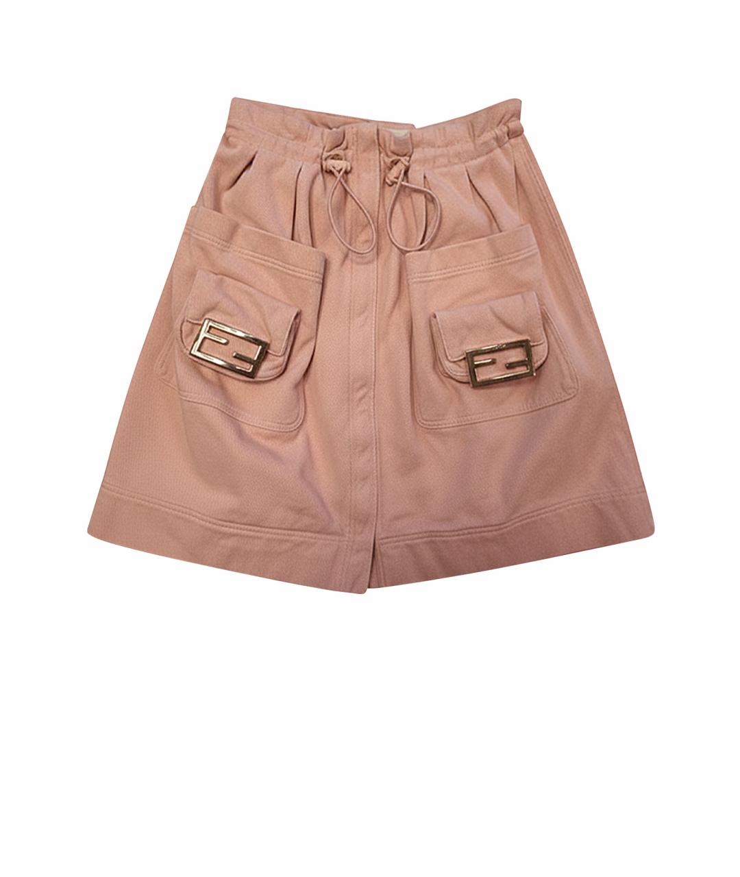 FENDI Розовая хлопковая юбка мини, фото 1
