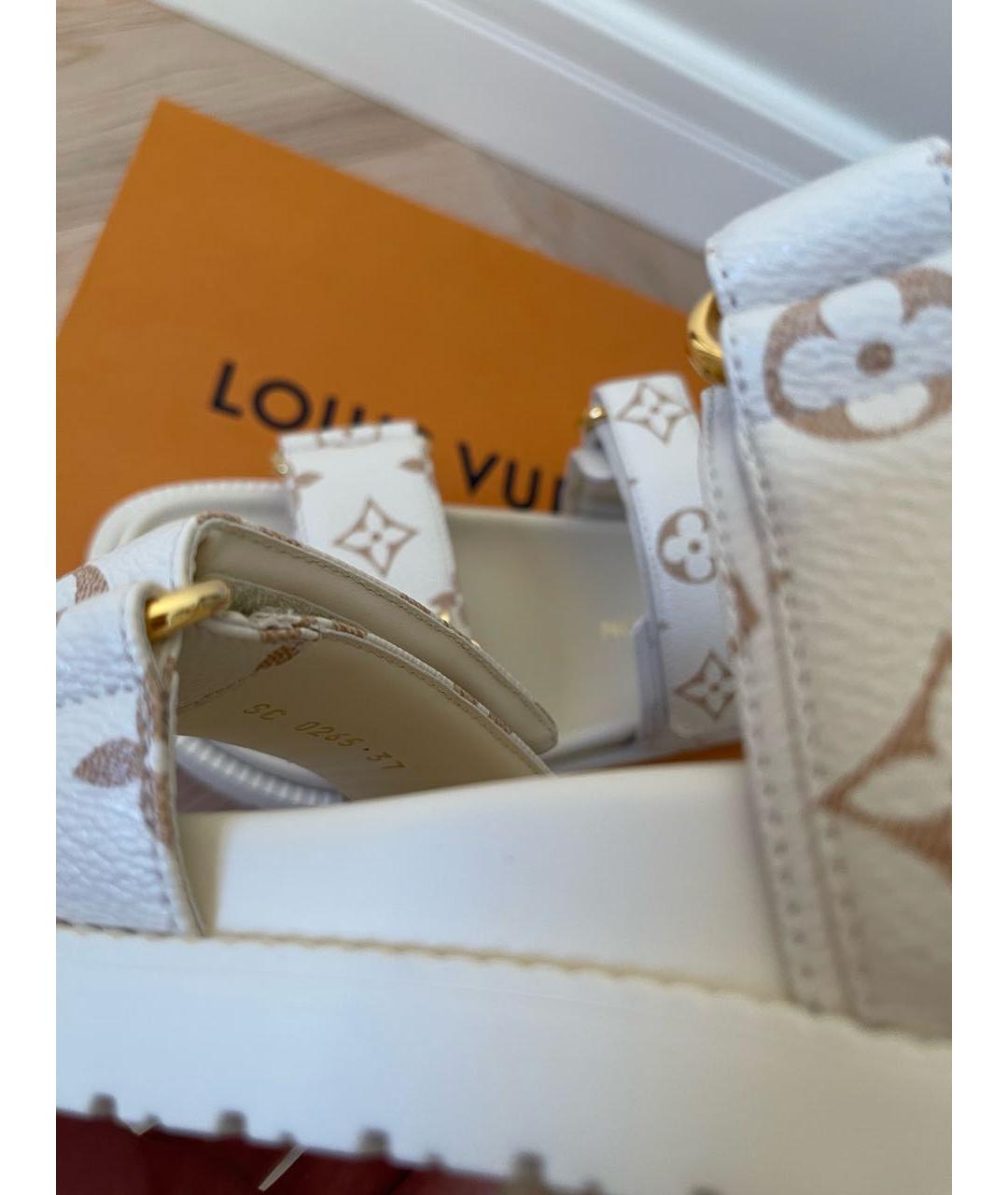 LOUIS VUITTON Белые кожаные сандалии, фото 5