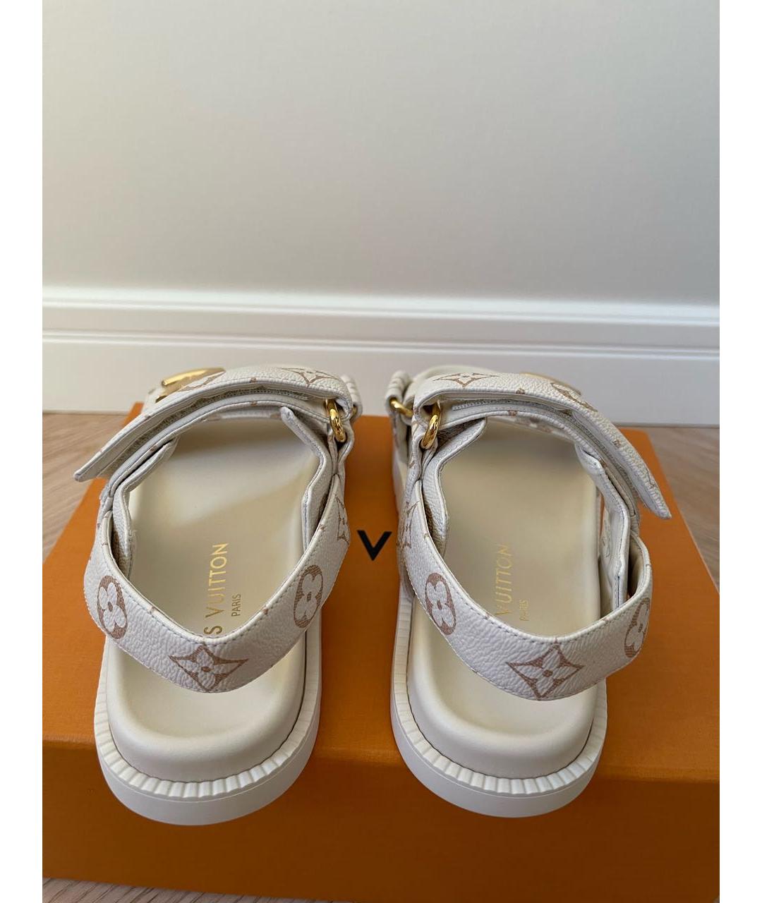 LOUIS VUITTON Белые кожаные сандалии, фото 4