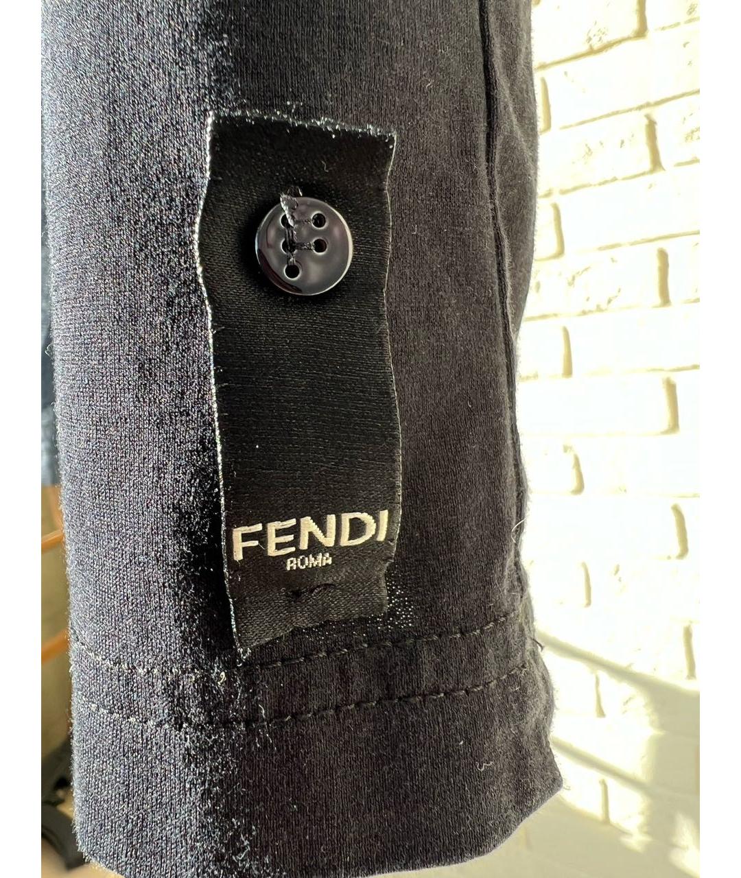 FENDI Черная хлопковая футболка, фото 5