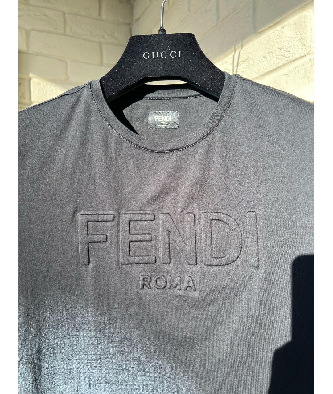 FENDI Черная хлопковая футболка, фото 3