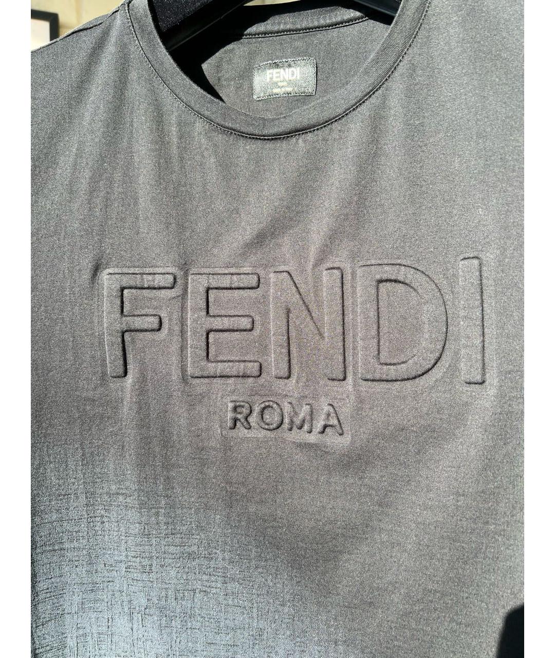 FENDI Черная хлопковая футболка, фото 4