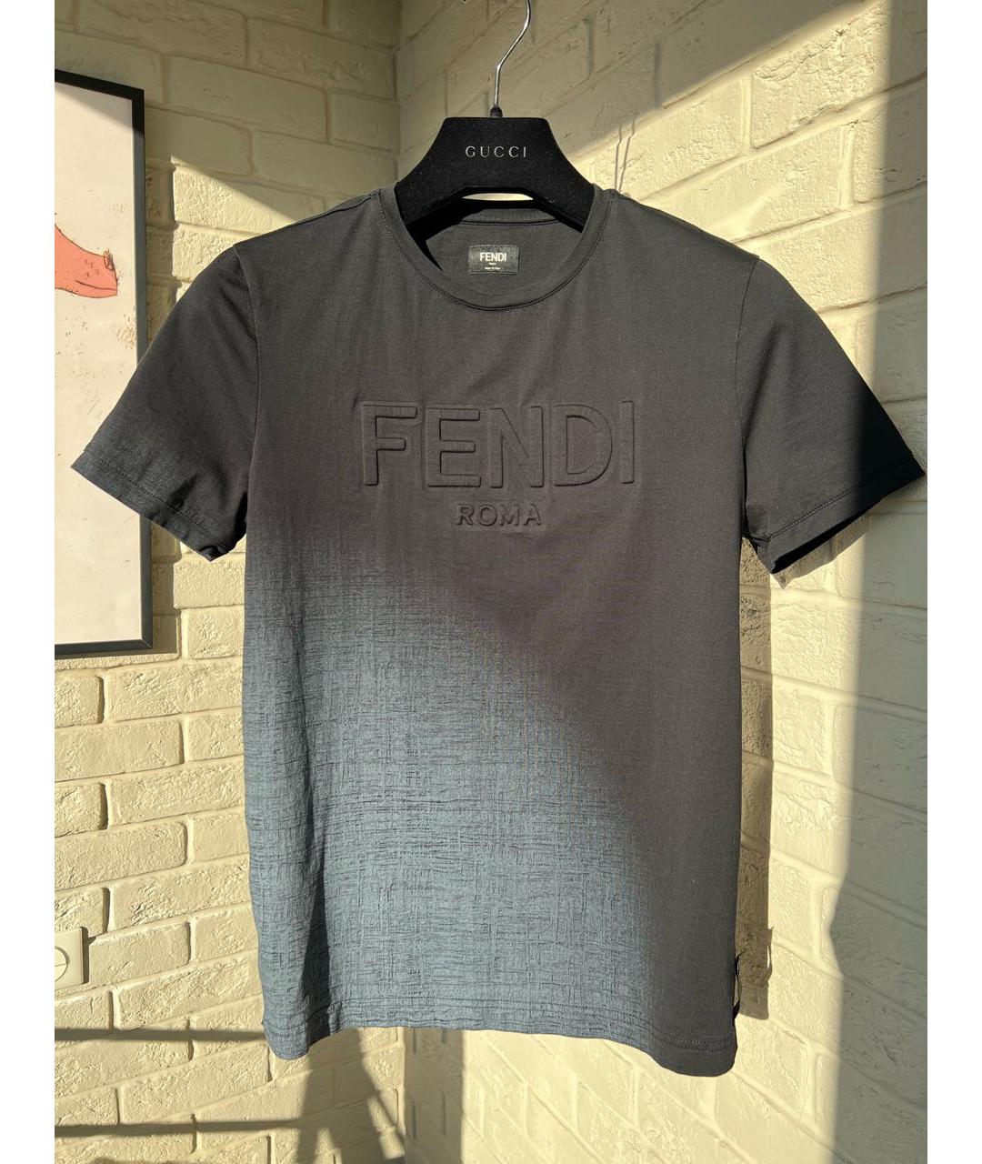 FENDI Черная хлопковая футболка, фото 7