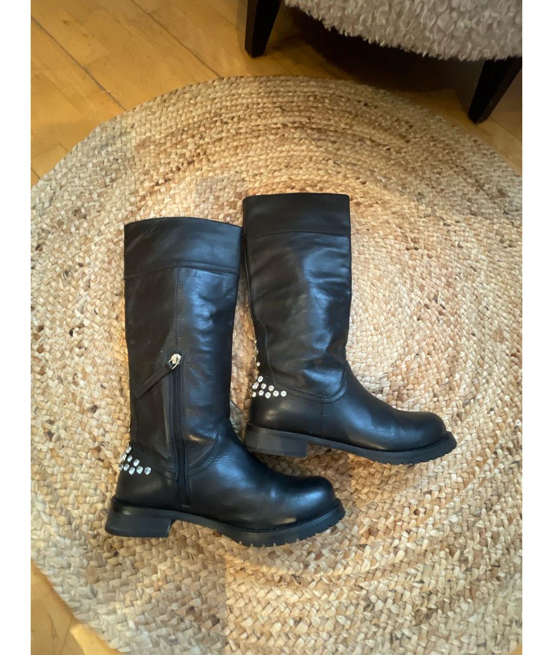 PATRIZIA PEPE Черные кожаные сапоги, фото 5