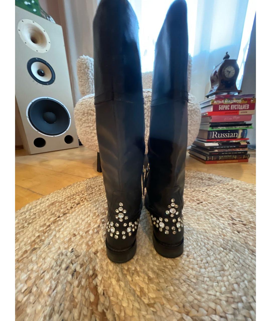 PATRIZIA PEPE Черные кожаные сапоги, фото 4