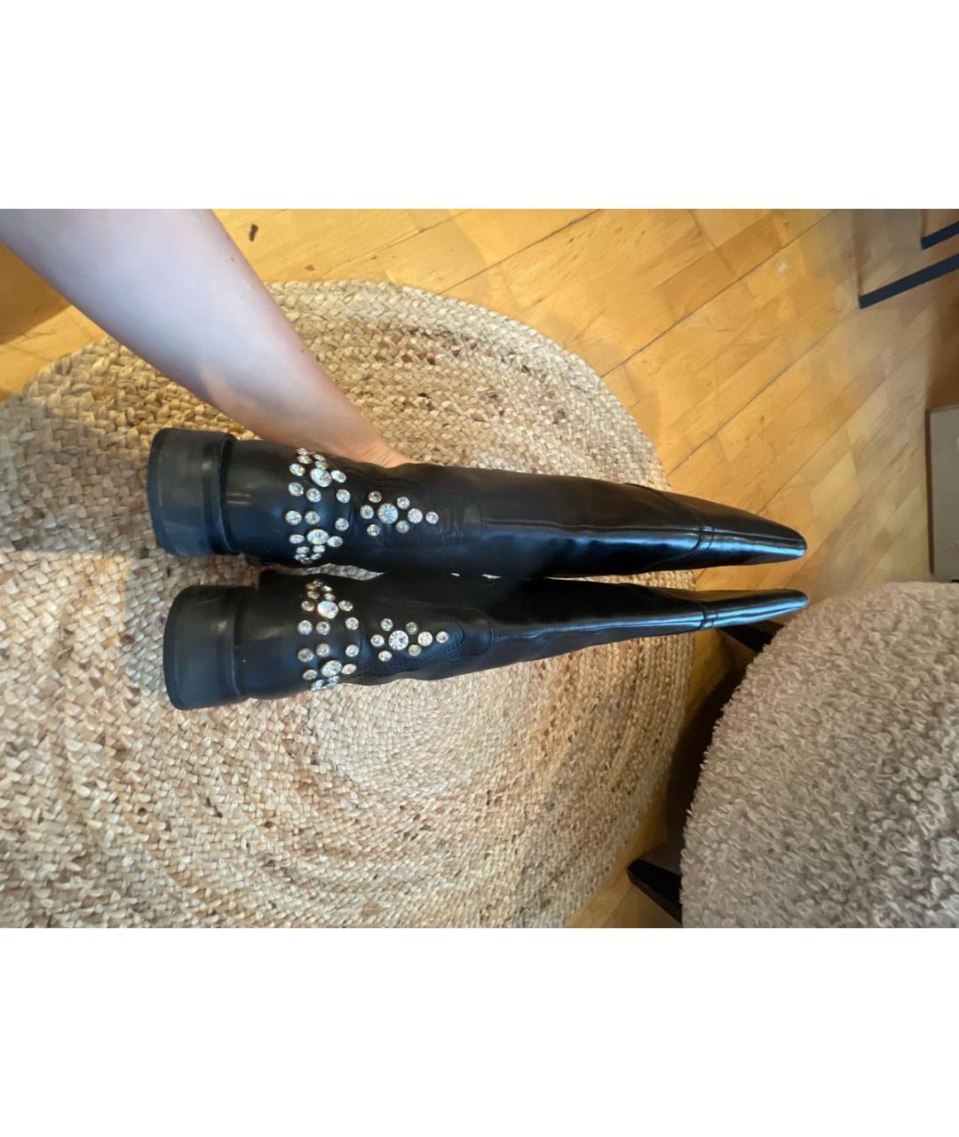 PATRIZIA PEPE Черные кожаные сапоги, фото 7