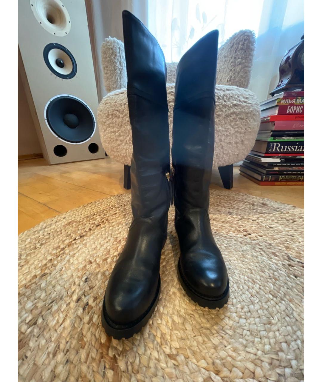 PATRIZIA PEPE Черные кожаные сапоги, фото 2