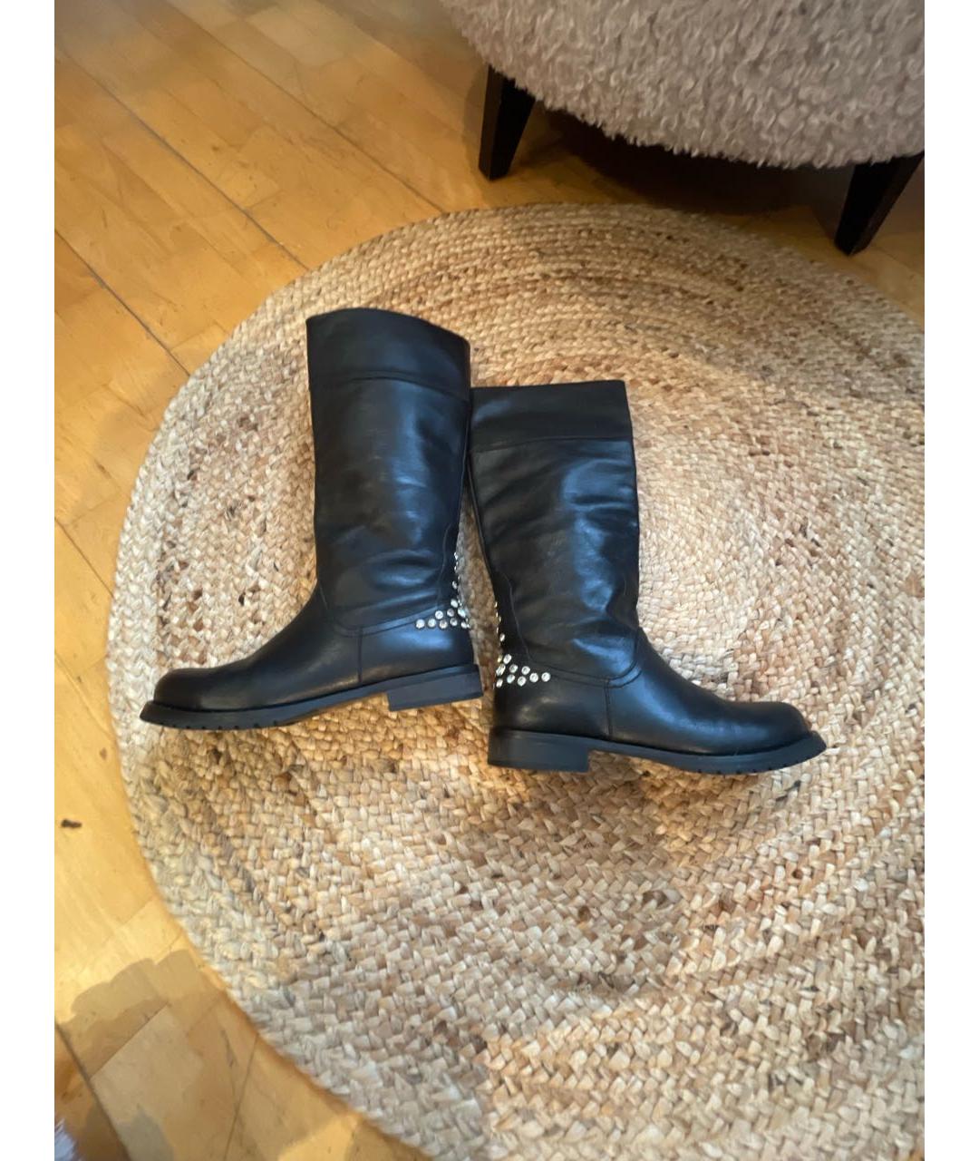 PATRIZIA PEPE Черные кожаные сапоги, фото 6
