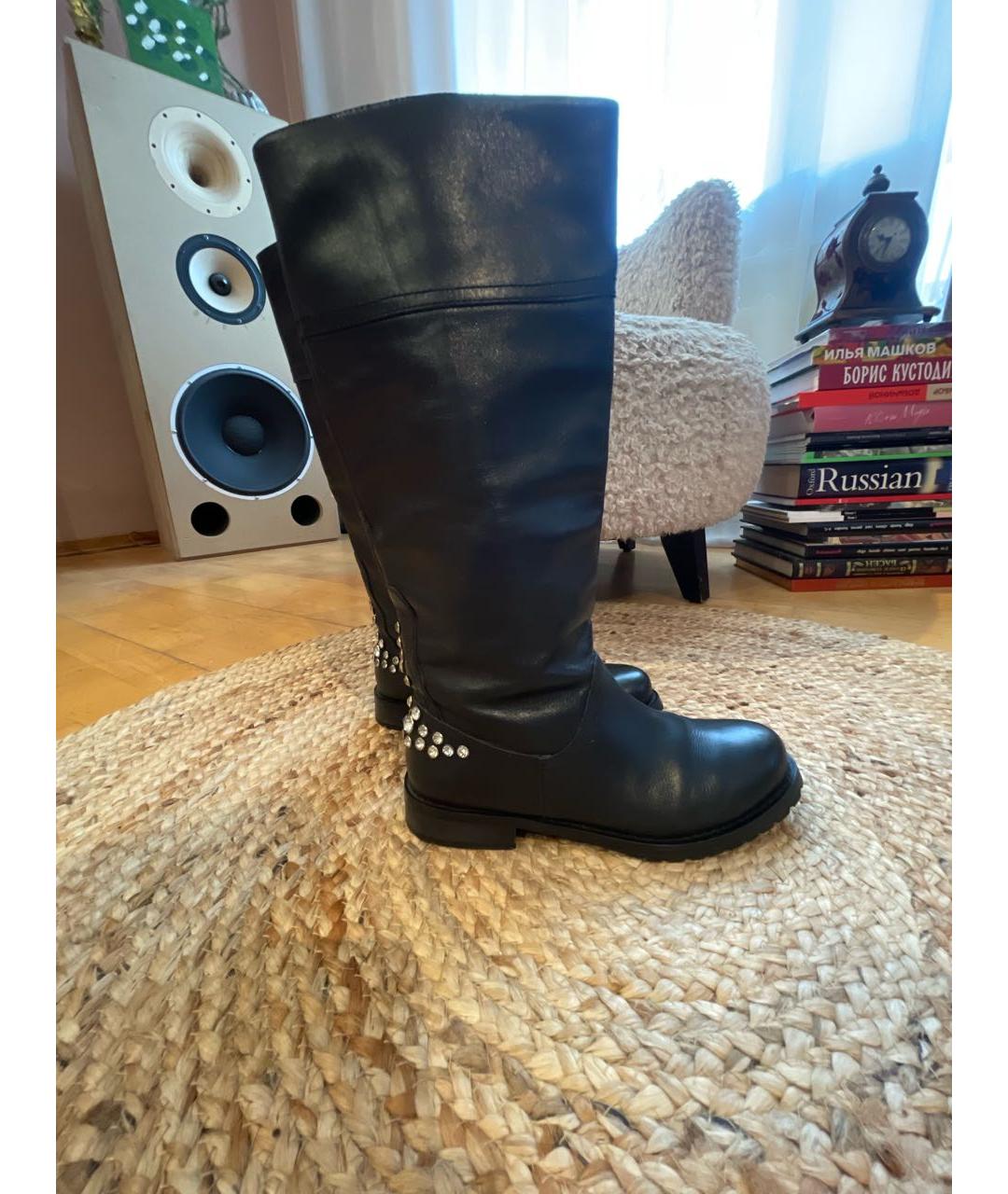 PATRIZIA PEPE Черные кожаные сапоги, фото 9