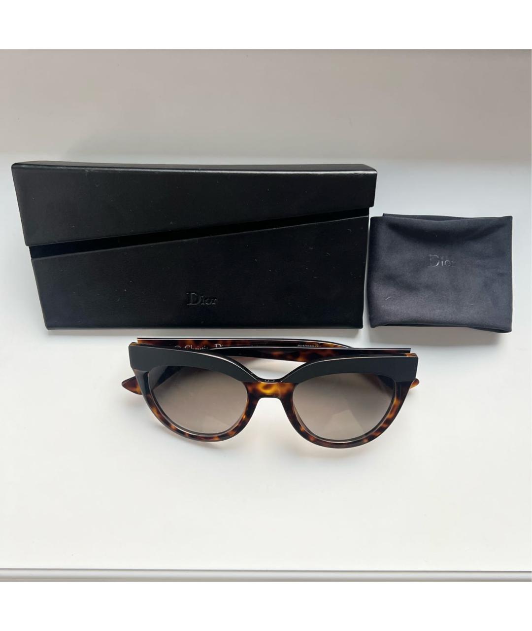 CHRISTIAN DIOR Коричневые пластиковые солнцезащитные очки, фото 6