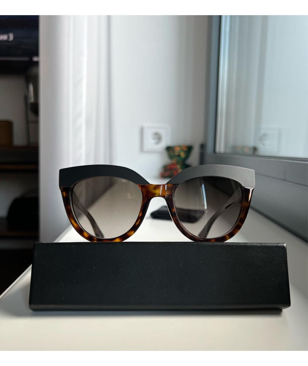 CHRISTIAN DIOR Коричневые пластиковые солнцезащитные очки, фото 9