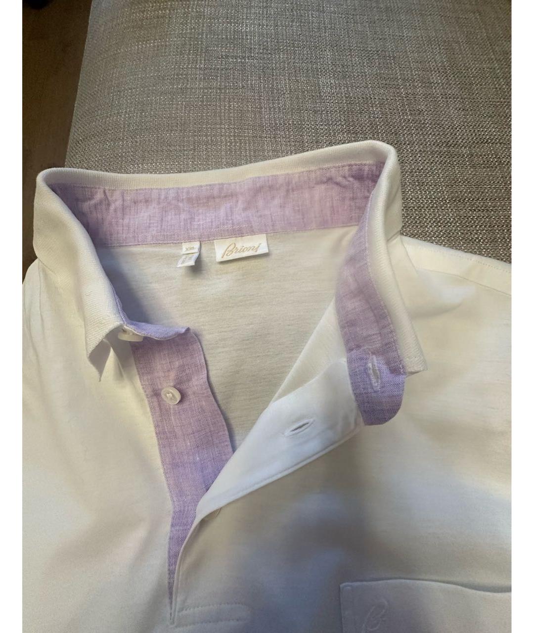 BRIONI Белое хлопковое поло с коротким рукавом, фото 3