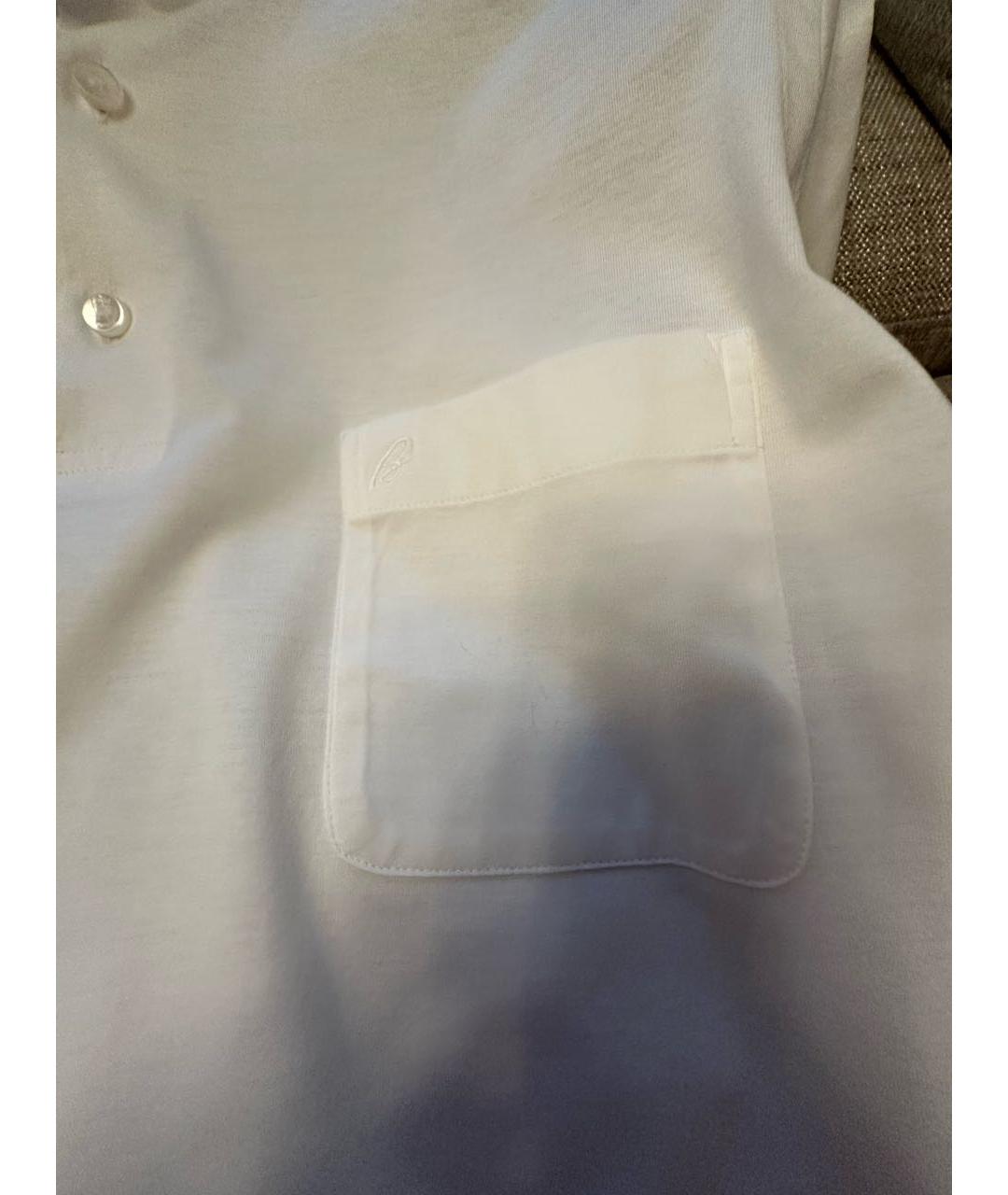 BRIONI Белое хлопковое поло с коротким рукавом, фото 4