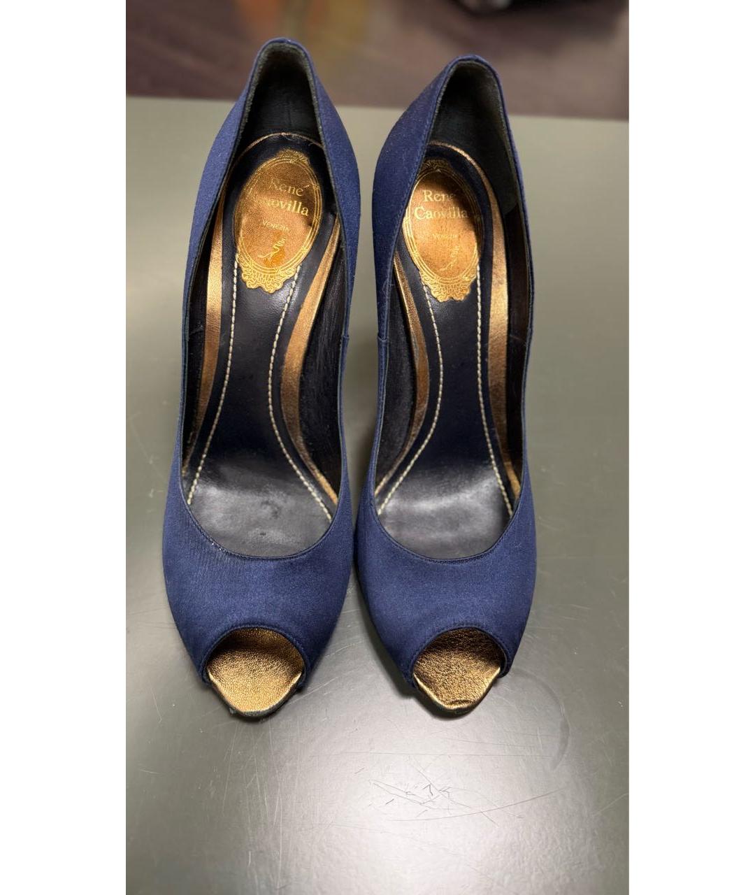 RENE CAOVILLA Темно-синие текстильные туфли, фото 2