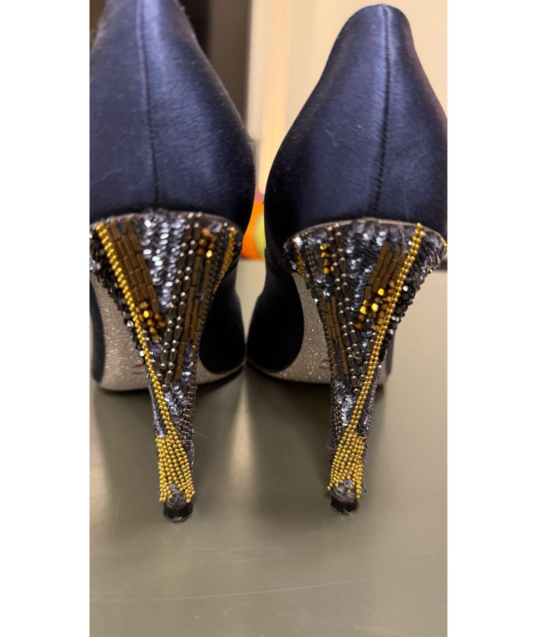 RENE CAOVILLA Темно-синие текстильные туфли, фото 3