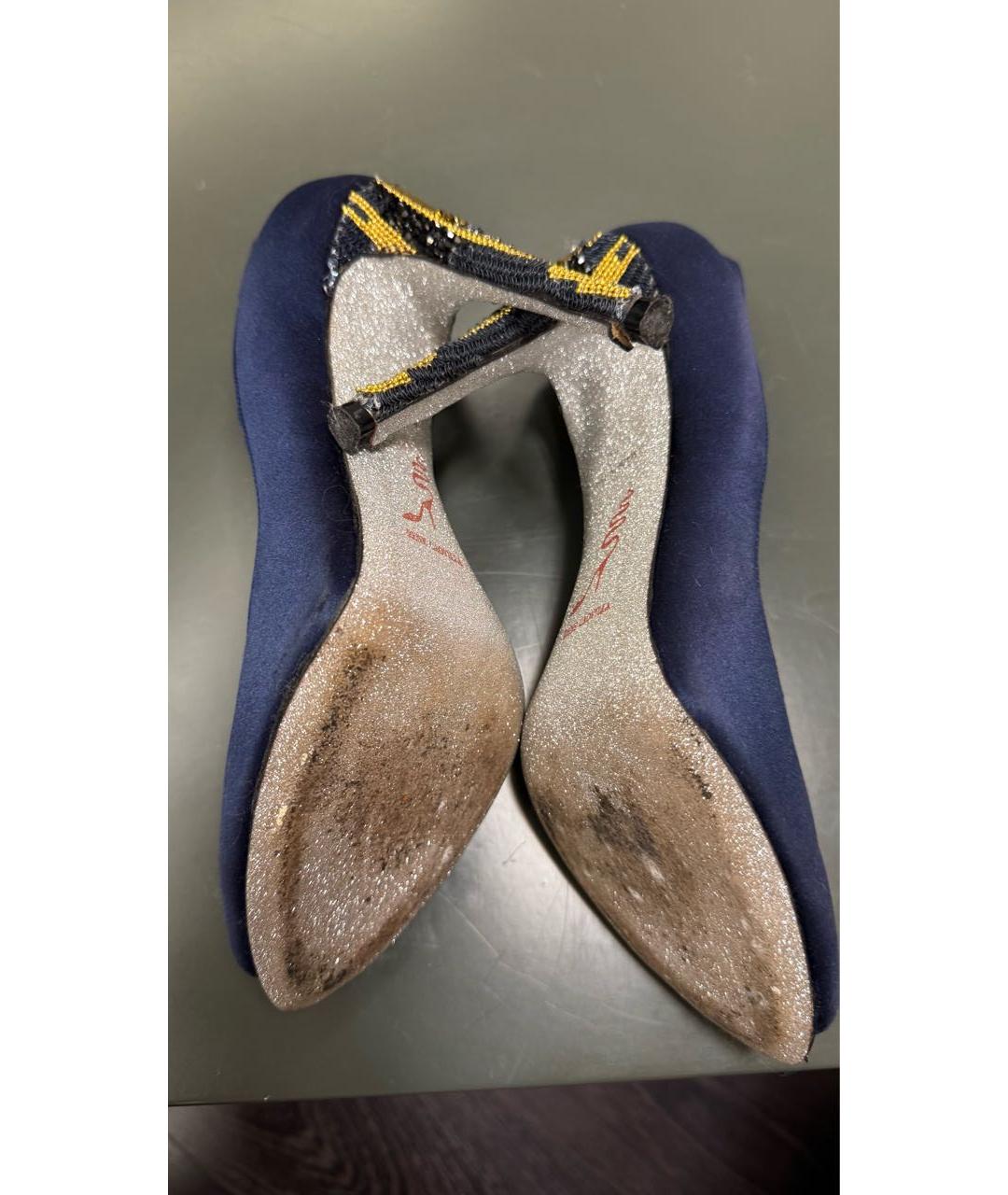 RENE CAOVILLA Темно-синие текстильные туфли, фото 4