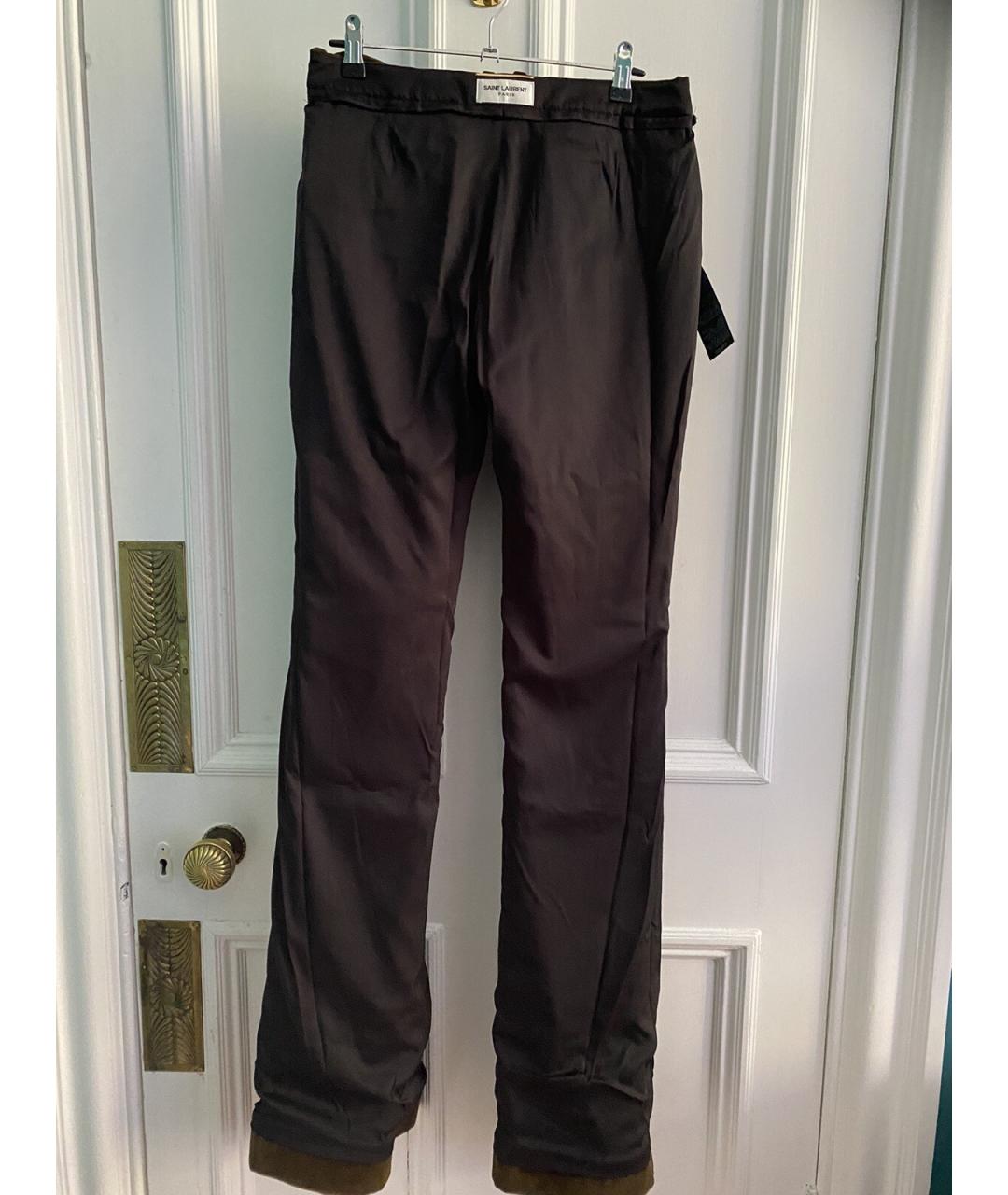 SAINT LAURENT Коричневые велюровые прямые брюки, фото 9