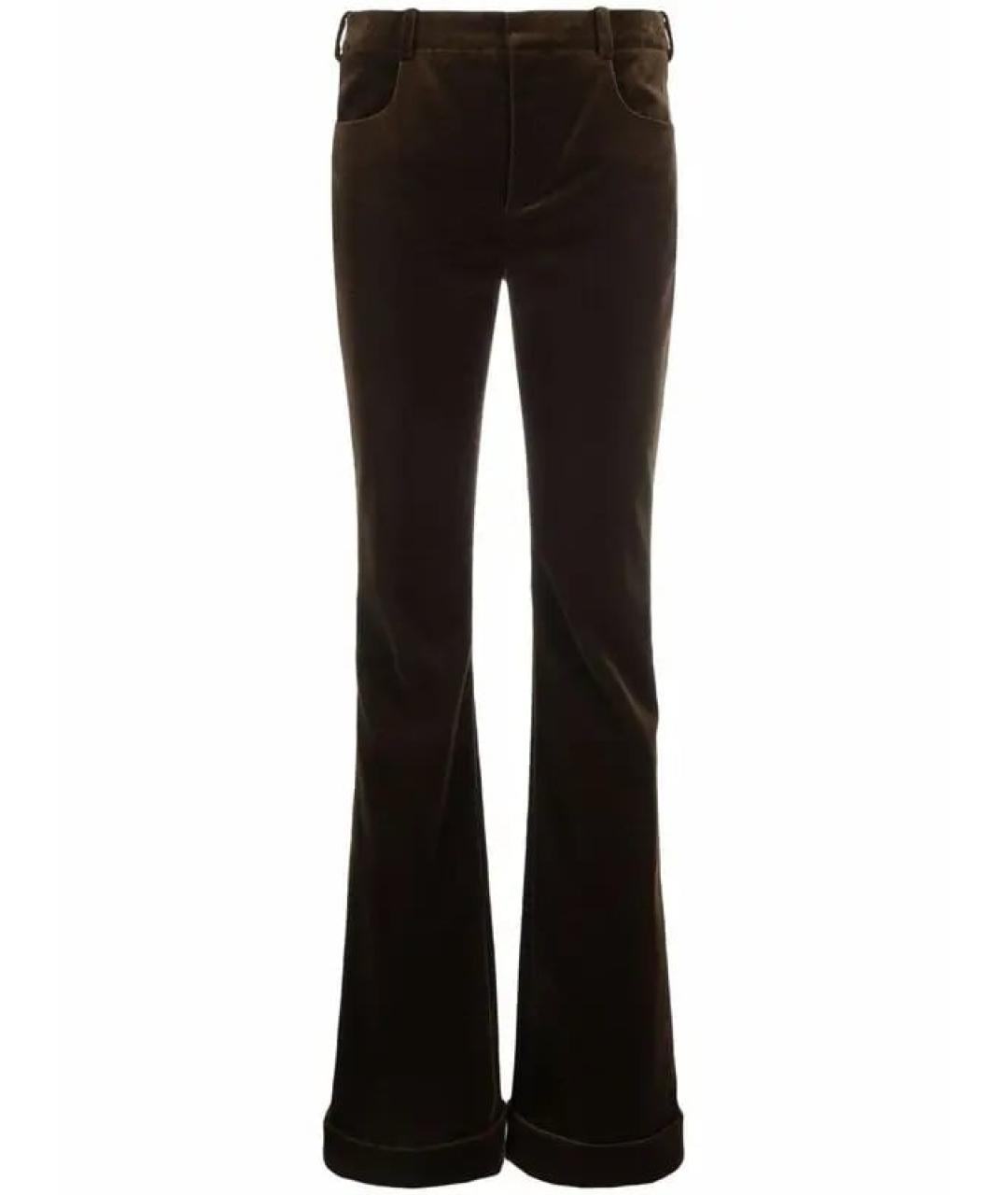 SAINT LAURENT Коричневые велюровые прямые брюки, фото 10