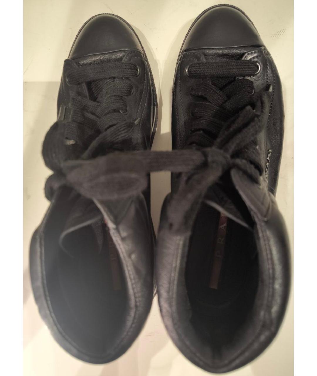 PRADA Черные кожаные ботинки, фото 3