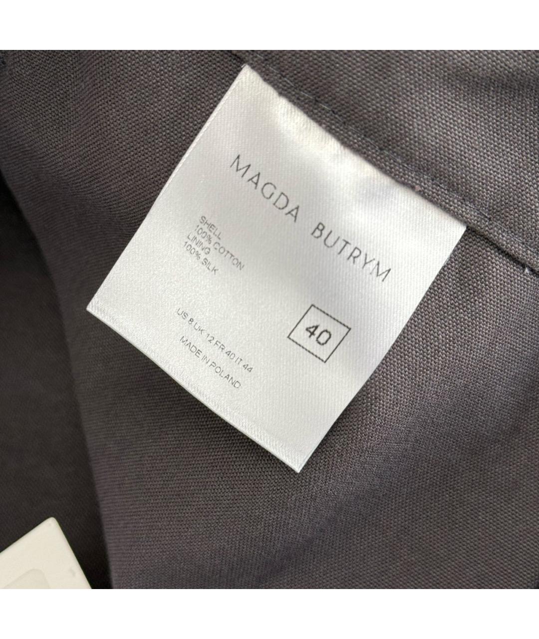 MAGDA BUTRYM Антрацитовые хлопковые прямые брюки, фото 4