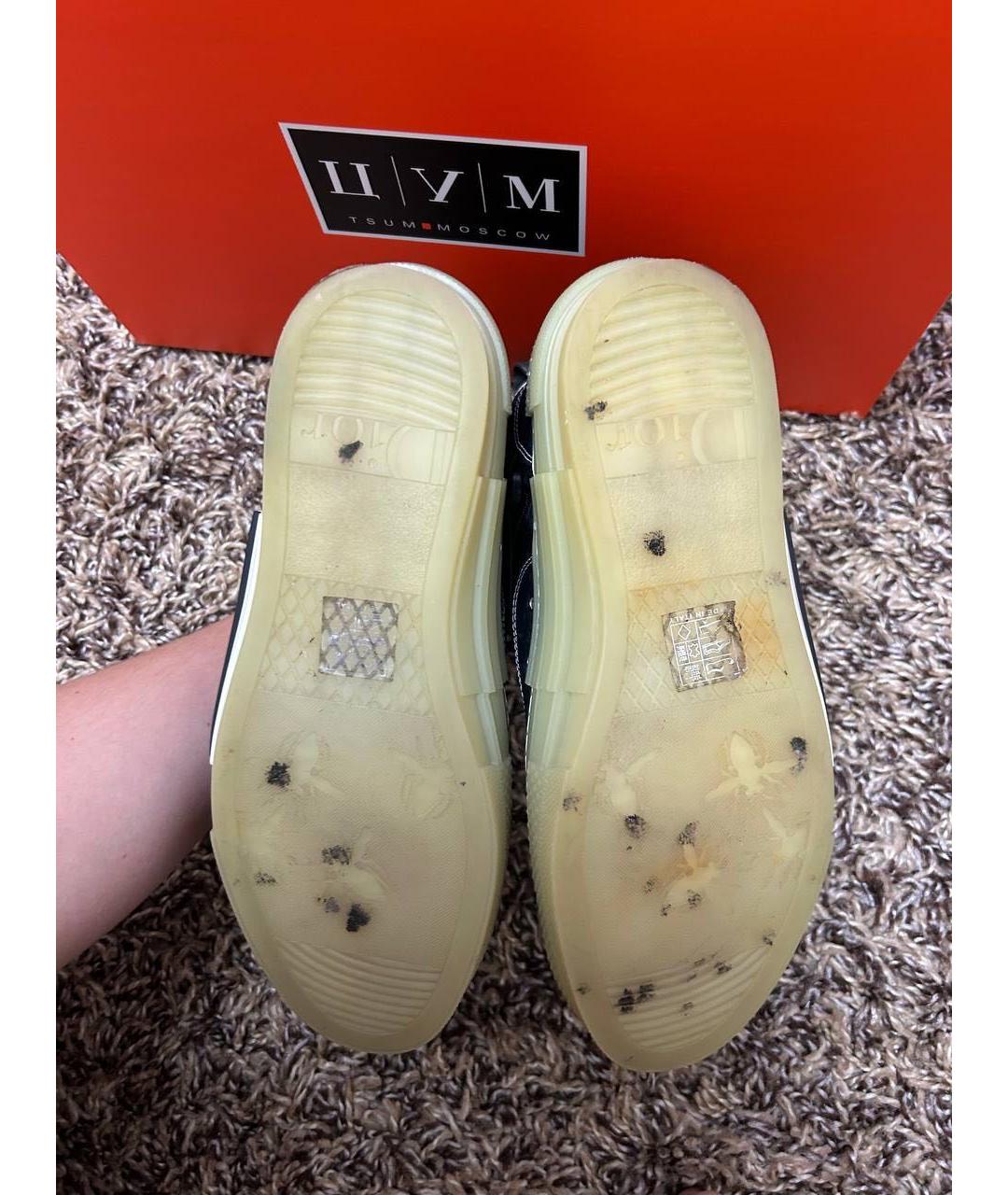 CHRISTIAN DIOR Темно-синие текстильные высокие кроссовки / кеды, фото 6