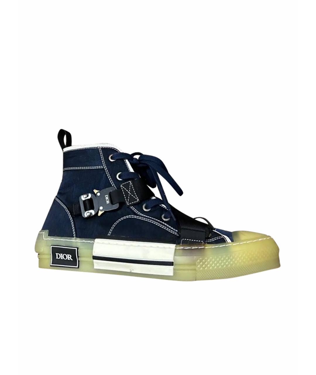 CHRISTIAN DIOR Темно-синие текстильные высокие кроссовки / кеды, фото 8