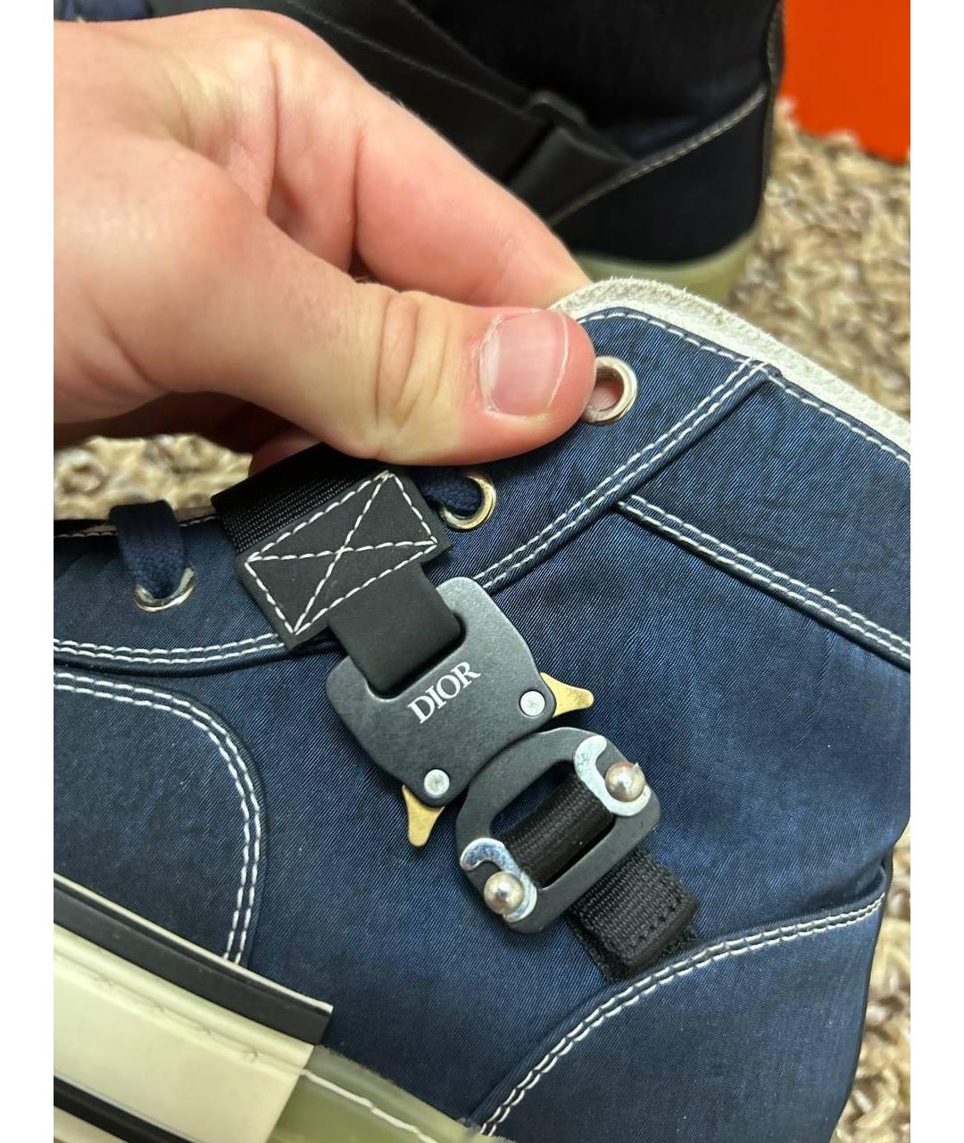 CHRISTIAN DIOR Темно-синие текстильные высокие кроссовки / кеды, фото 4