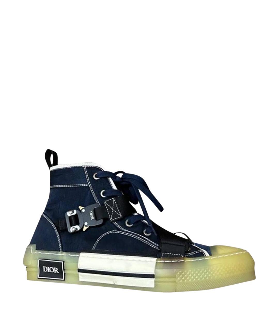 CHRISTIAN DIOR Темно-синие текстильные высокие кроссовки / кеды, фото 1