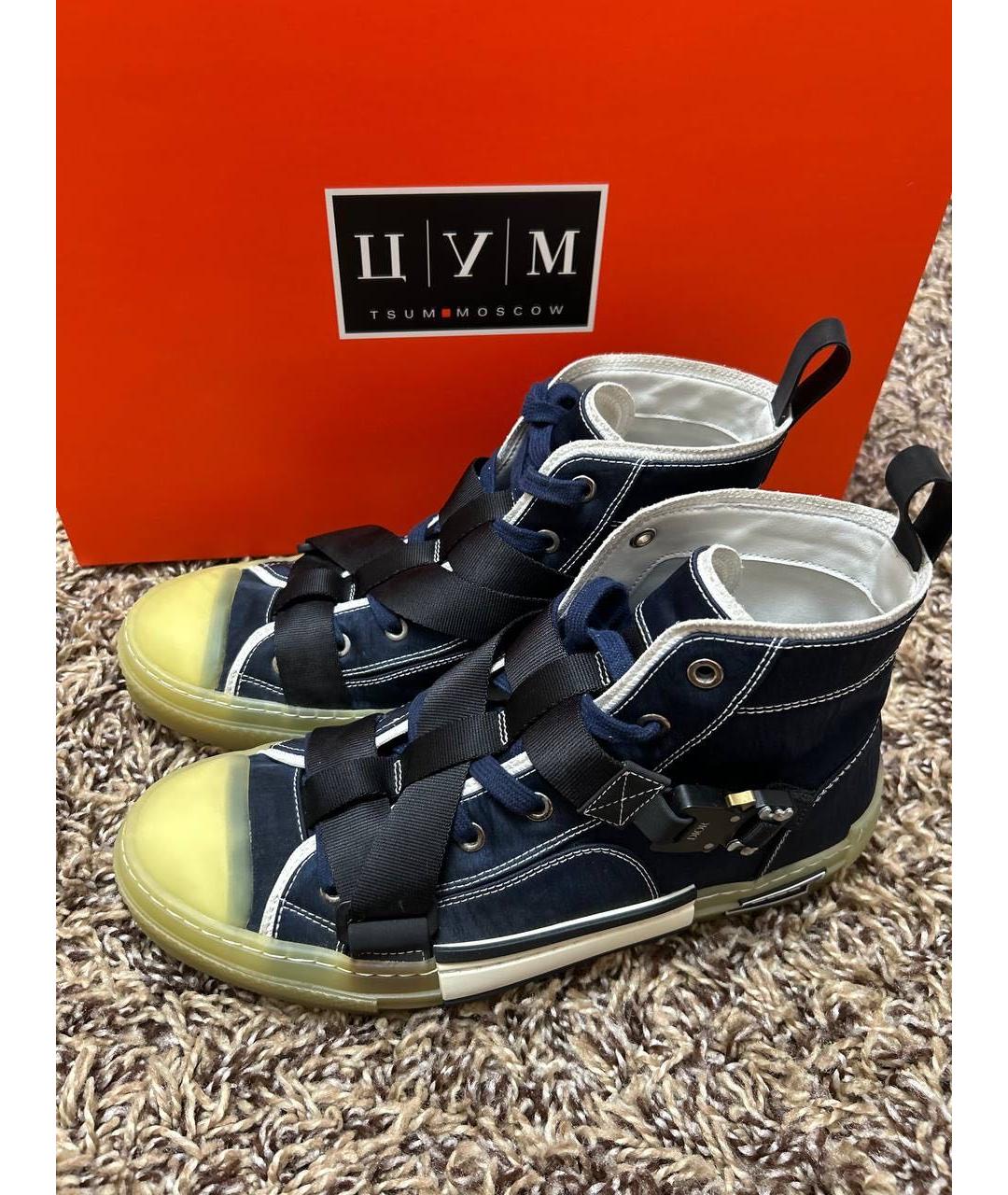 CHRISTIAN DIOR Темно-синие текстильные высокие кроссовки / кеды, фото 3