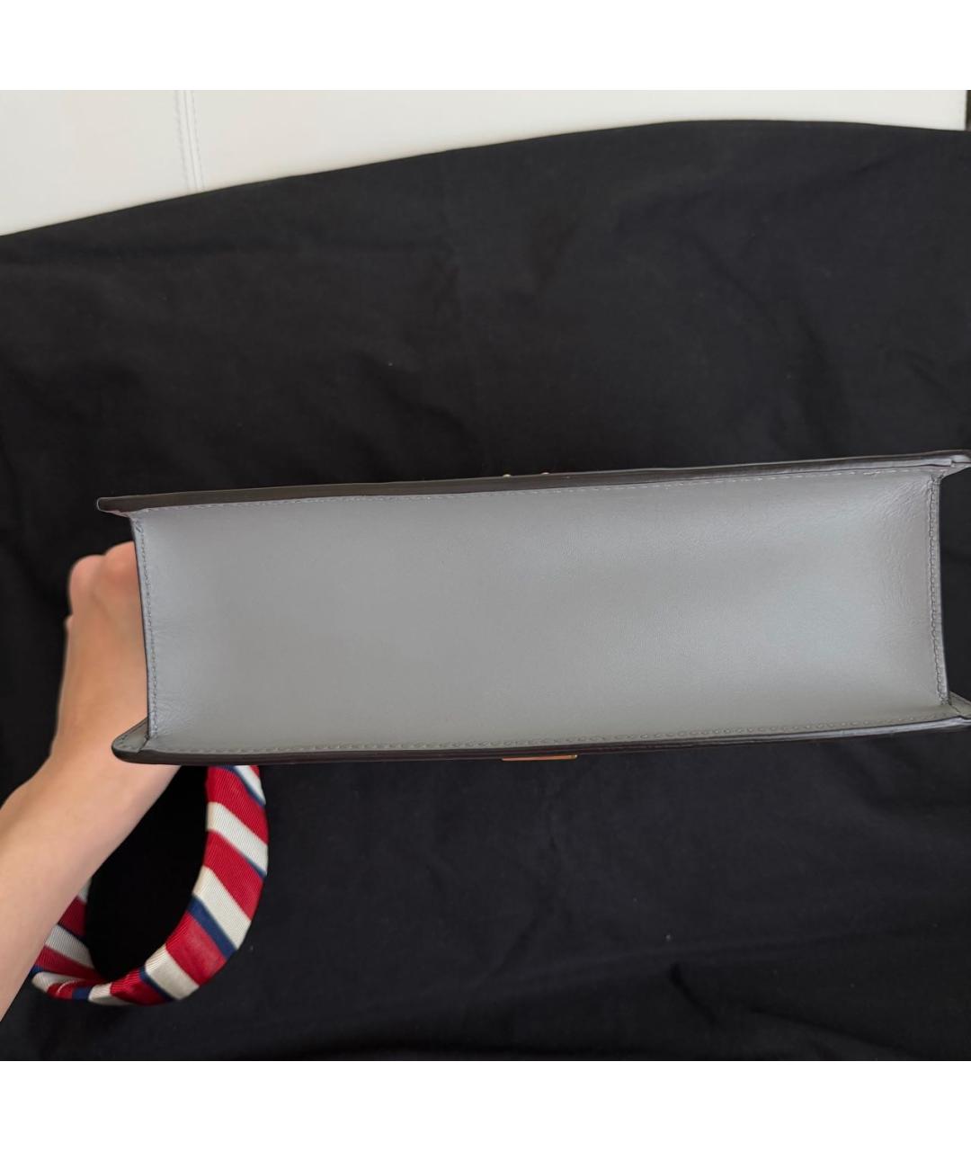 GUCCI Серая кожаная сумка с короткими ручками, фото 5