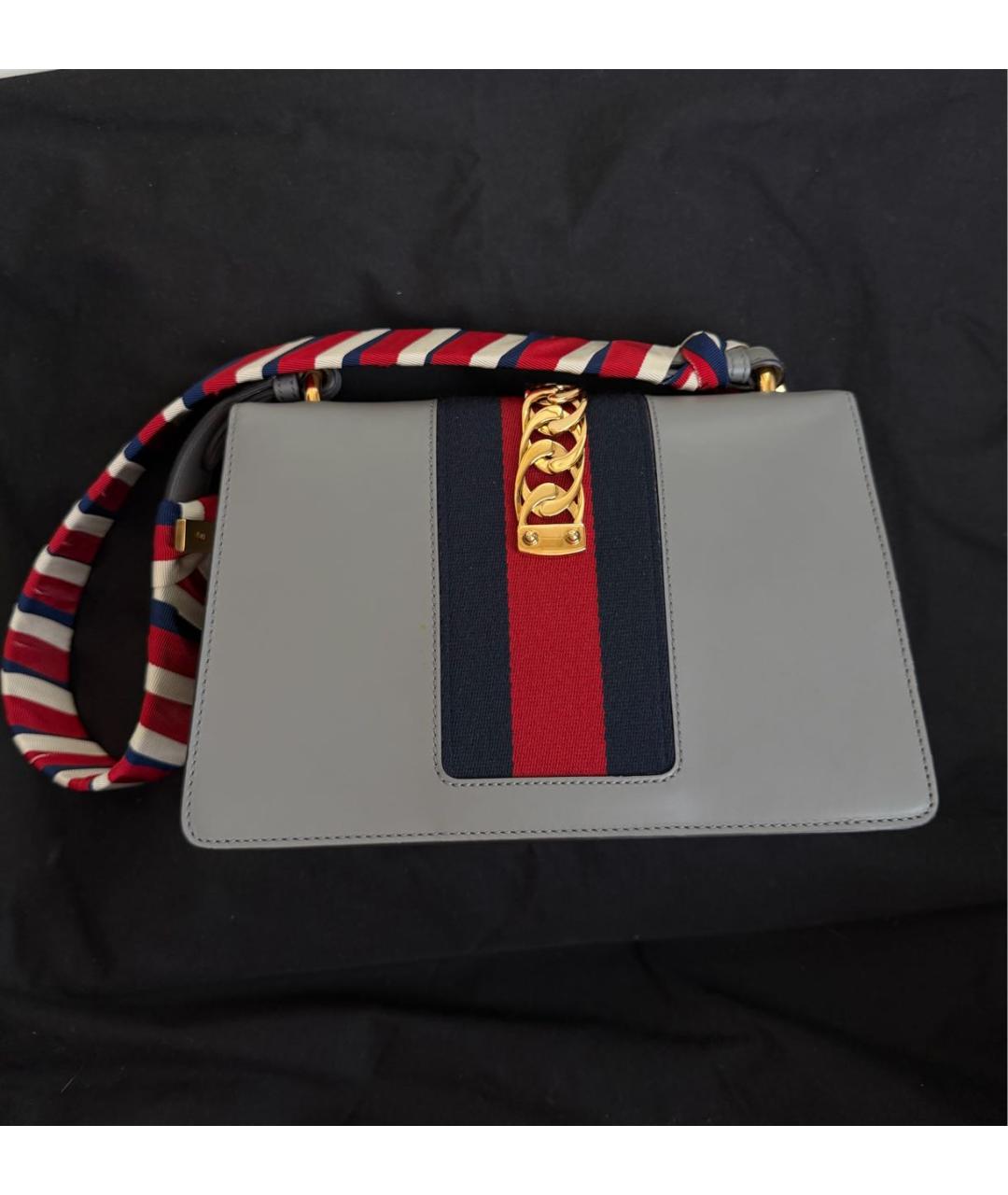 GUCCI Серая кожаная сумка с короткими ручками, фото 2