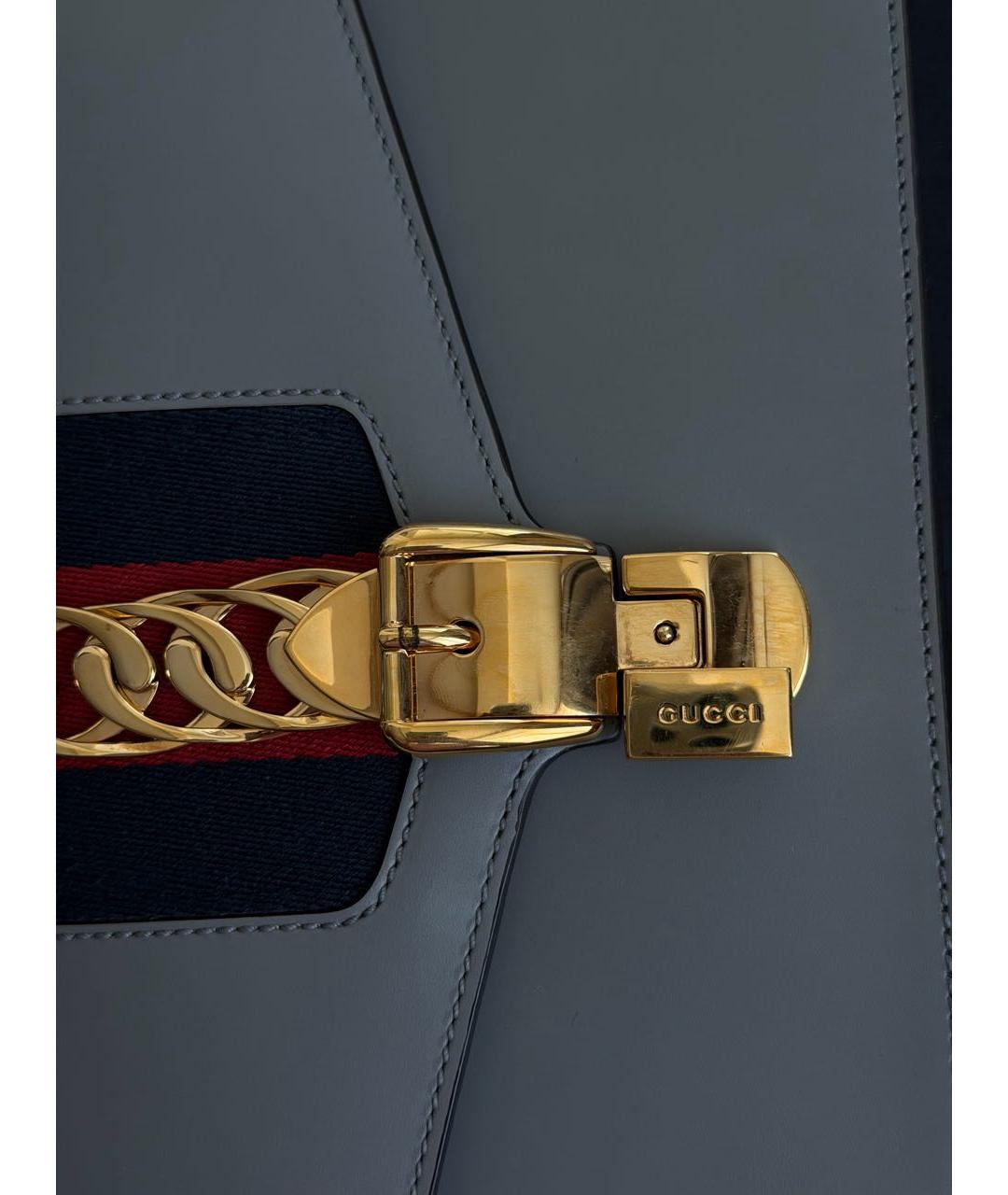 GUCCI Серая кожаная сумка с короткими ручками, фото 6