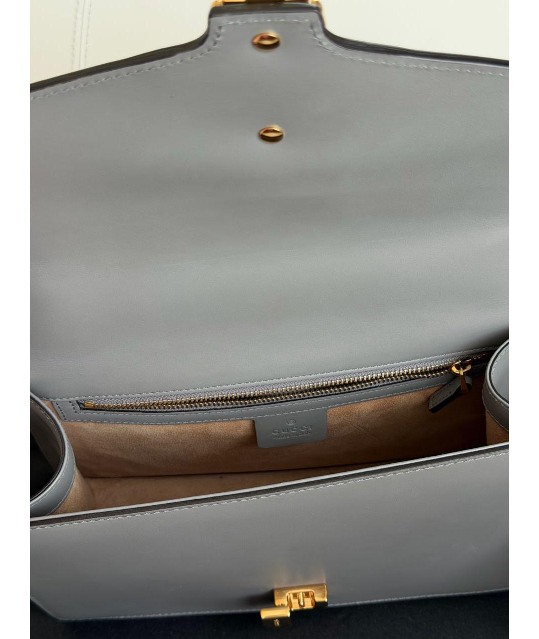 GUCCI Серая кожаная сумка с короткими ручками, фото 3