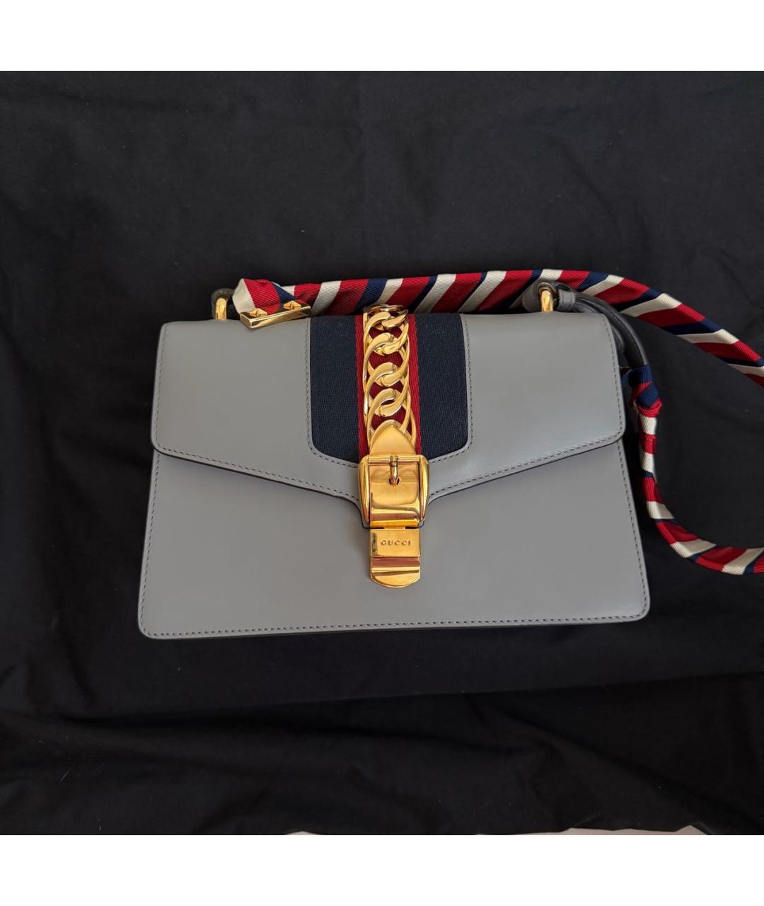 GUCCI Серая кожаная сумка с короткими ручками, фото 8