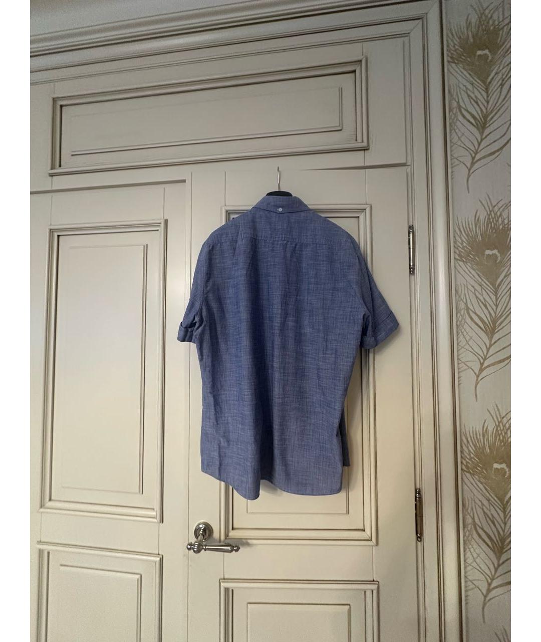 BRUNELLO CUCINELLI Голубая хлопковая кэжуал рубашка, фото 2