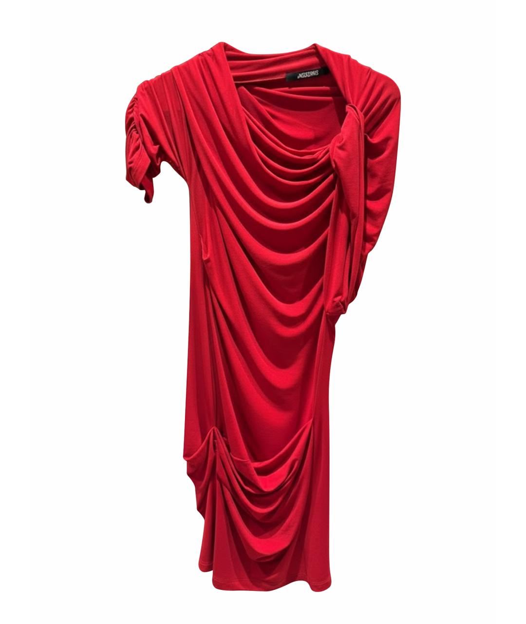 JACQUEMUS Красное вискозное коктейльное платье, фото 1