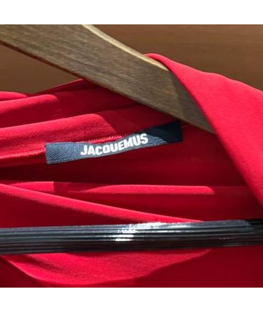 JACQUEMUS Красное вискозное коктейльное платье, фото 3