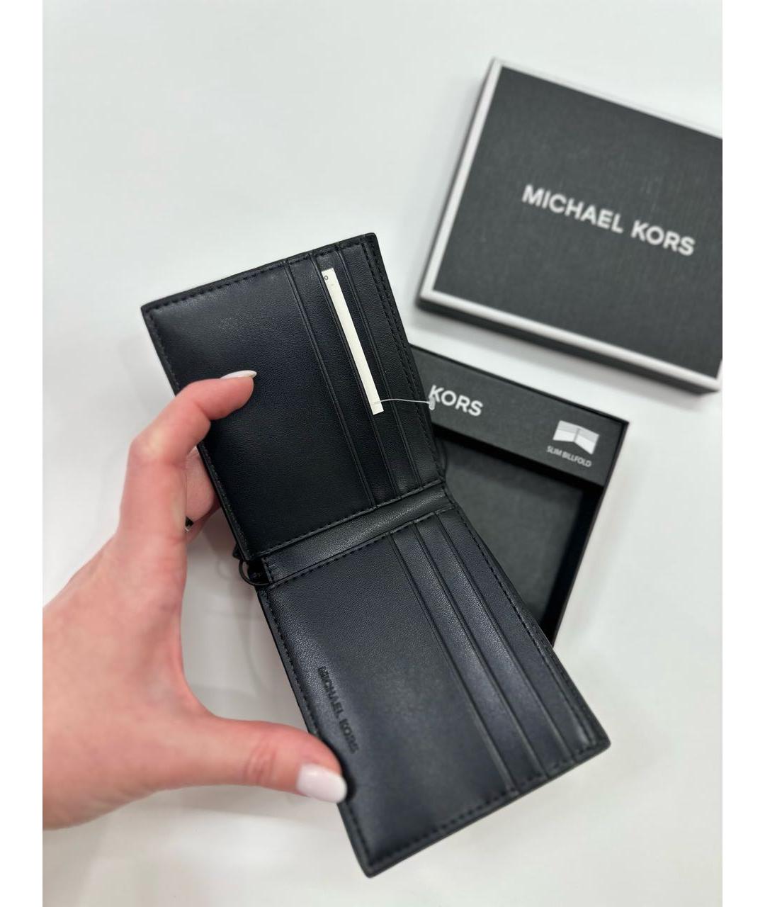 MICHAEL KORS Черный кожаный кошелек, фото 3