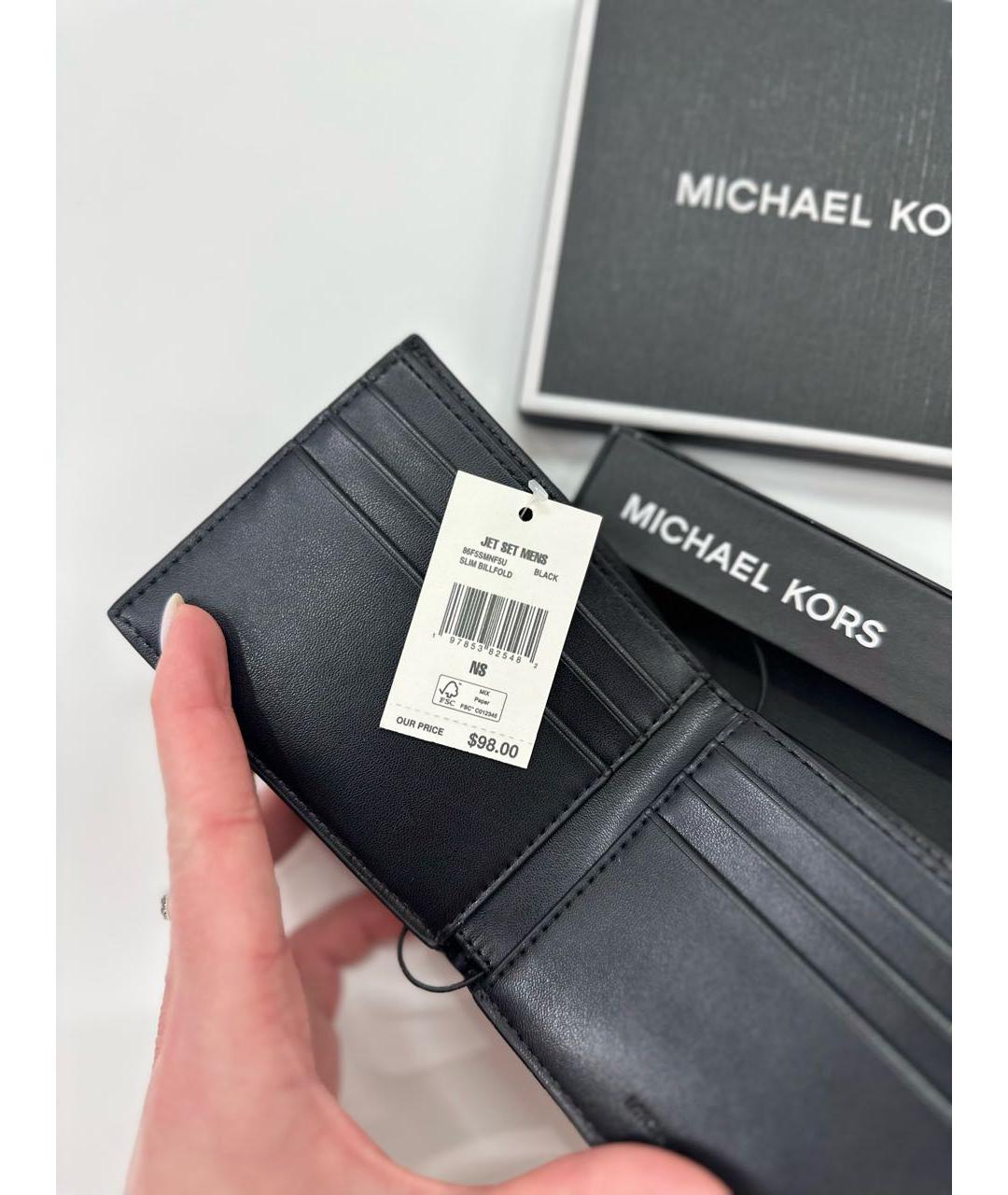 MICHAEL KORS Черный кожаный кошелек, фото 5