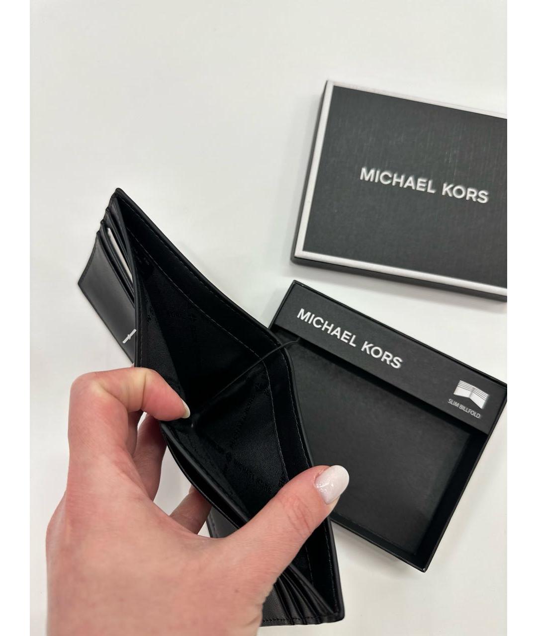 MICHAEL KORS Черный кожаный кошелек, фото 4