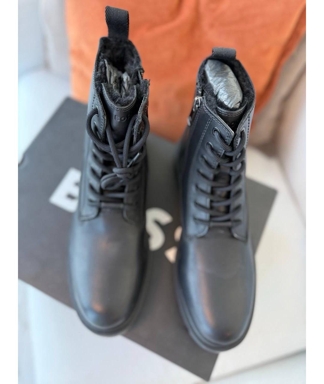 HUGO BOSS Черные кожаные высокие ботинки, фото 2