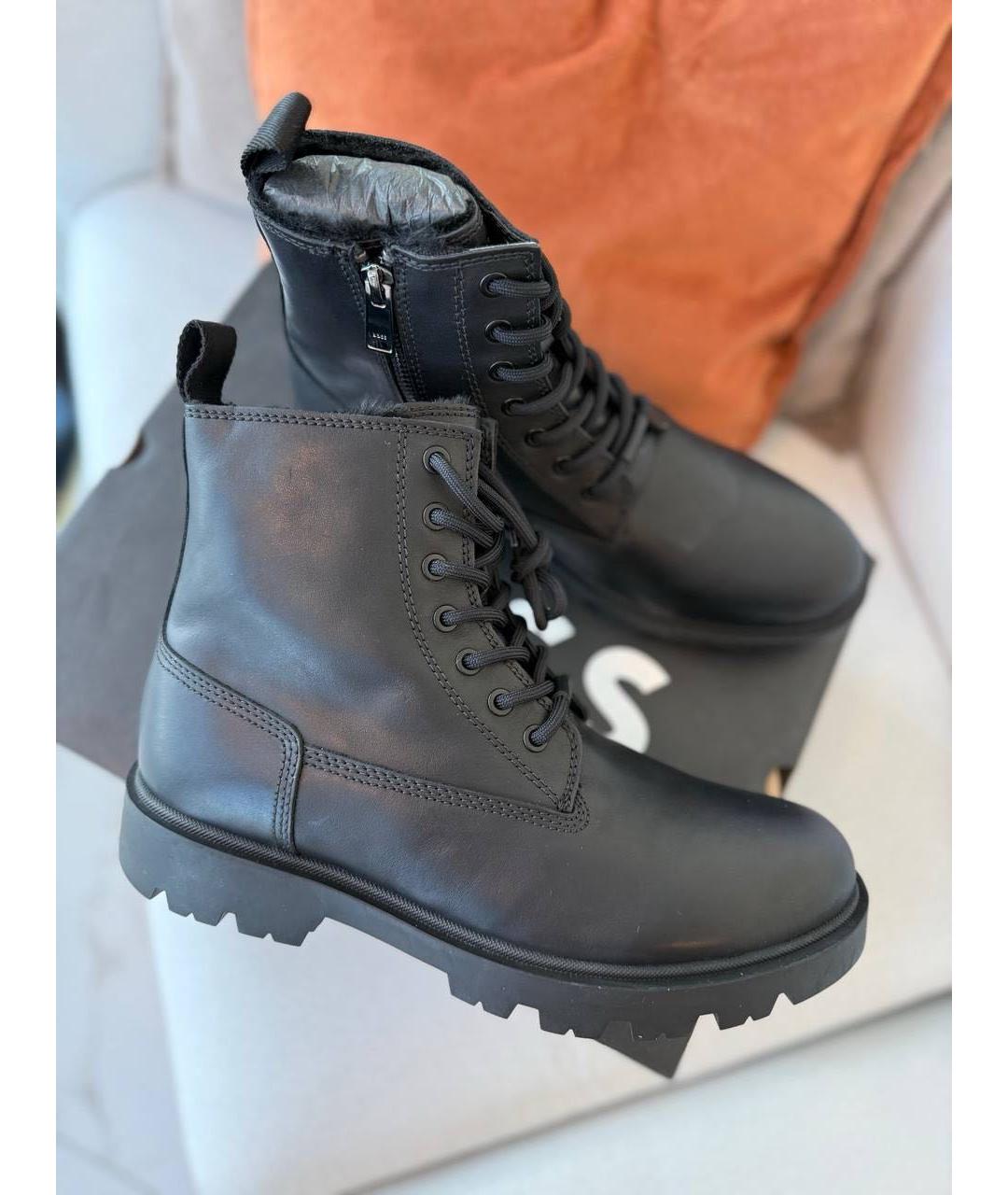 HUGO BOSS Черные кожаные высокие ботинки, фото 5