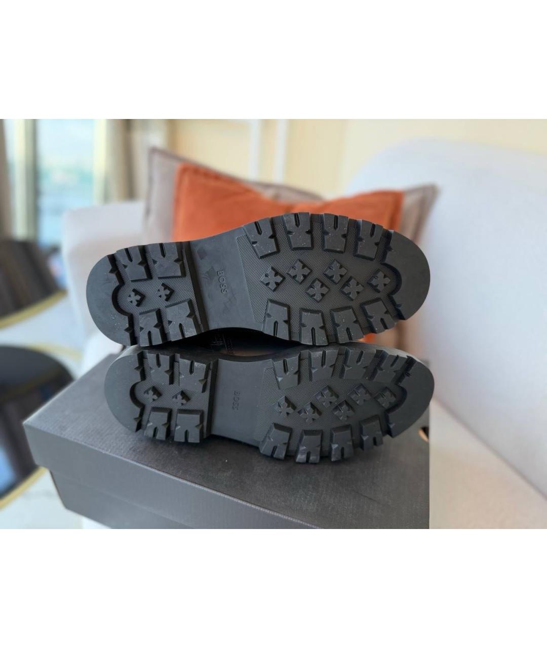 HUGO BOSS Черные кожаные высокие ботинки, фото 4