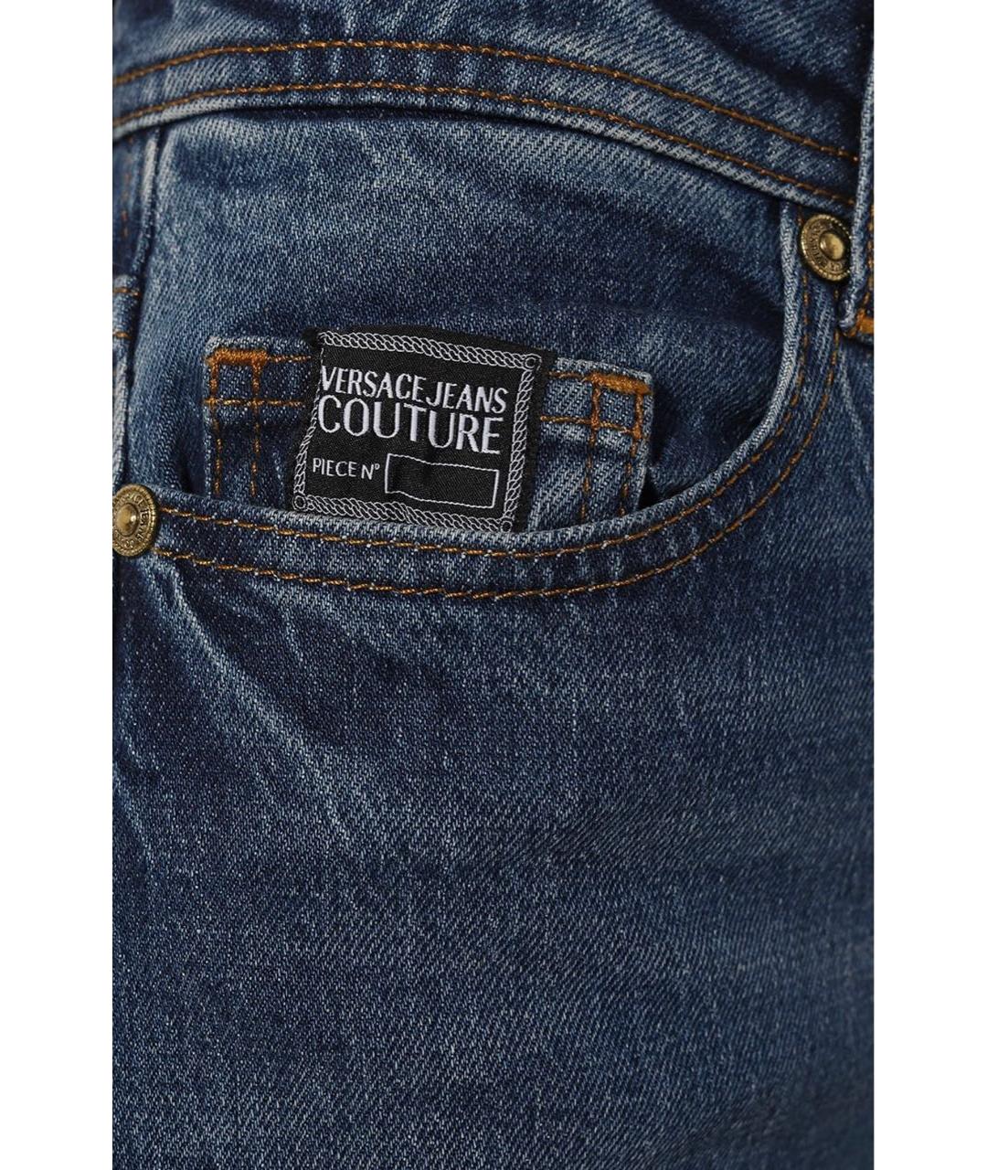 VERSACE JEANS COUTURE Синие хлопко-эластановые джинсы клеш, фото 5