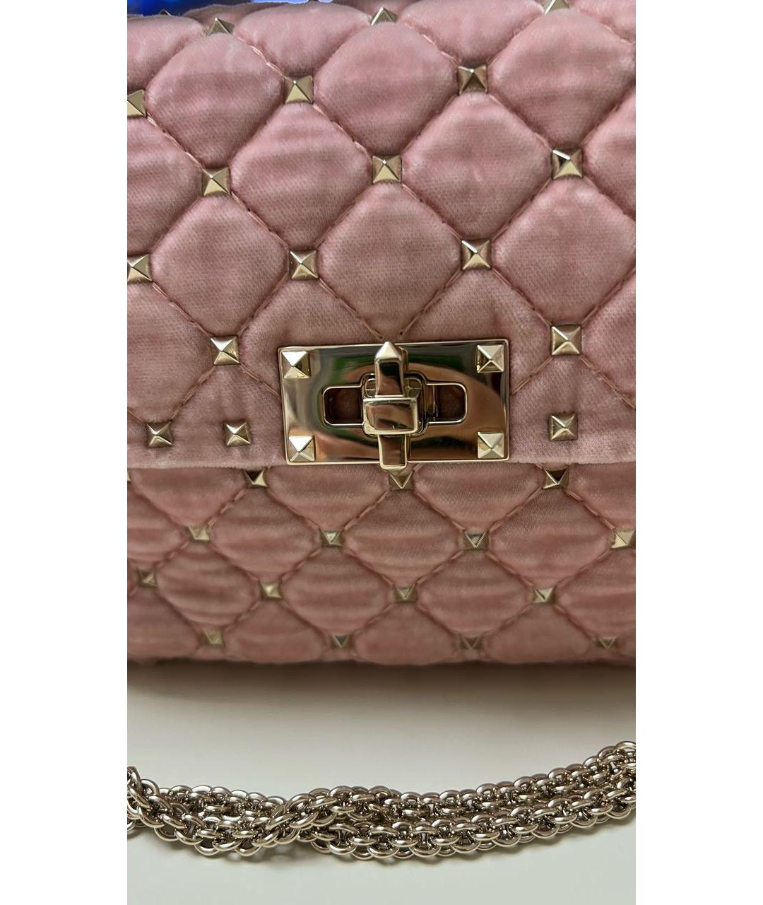 VALENTINO Розовая бархатная сумка через плечо, фото 7